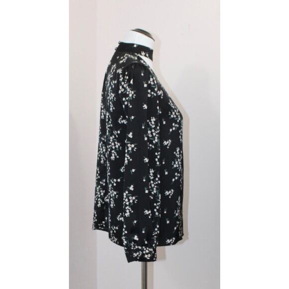L'ACADEMIE Sz S Small Black Floral Harper Choker Blouse Top - Picture 5 of 9